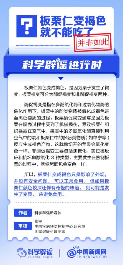 板栗仁变褐色就不能吃了?丨中新真探-第1张图片-便民百事通网 板栗仁变褐色就不能吃了?丨中新真探-第1张图片-便民百事通网